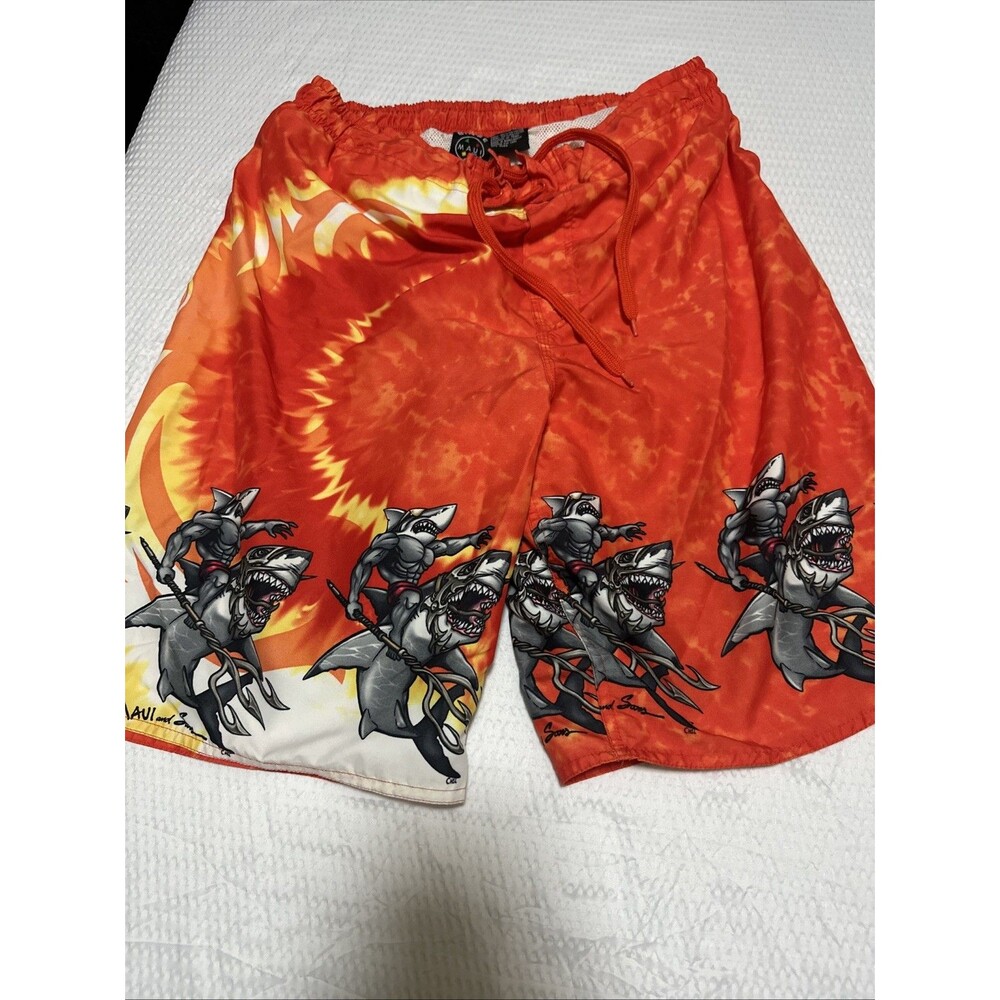 Maui and Sons Orange Men's Swim Trunks Size Large